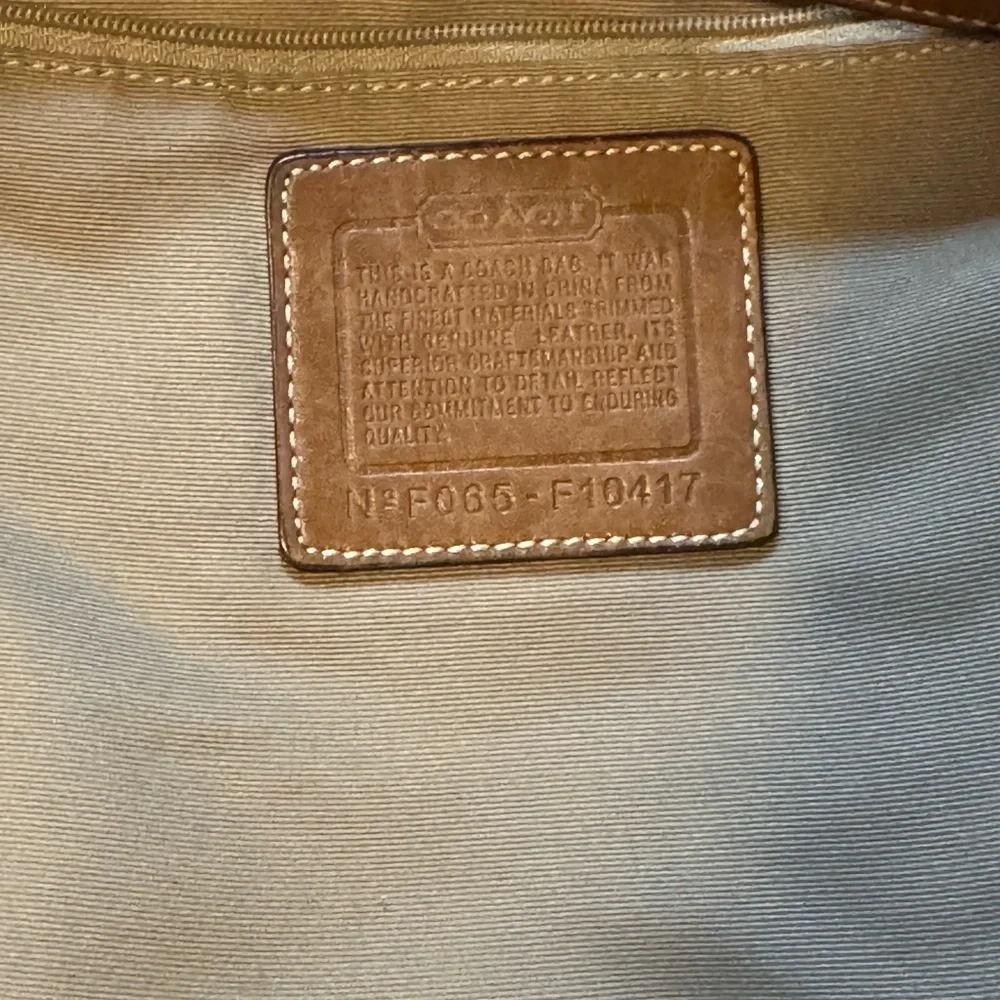 Coach Tan and Brown Mini Jacquard Convertible Shoulder Bag with Signature Design